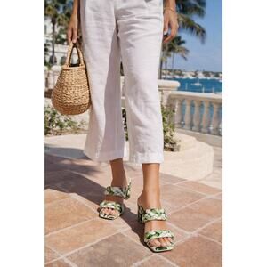 Dolce Vita Paily Slide Heels, in Green Tropical Print, Braided Strap Size 7 NWT